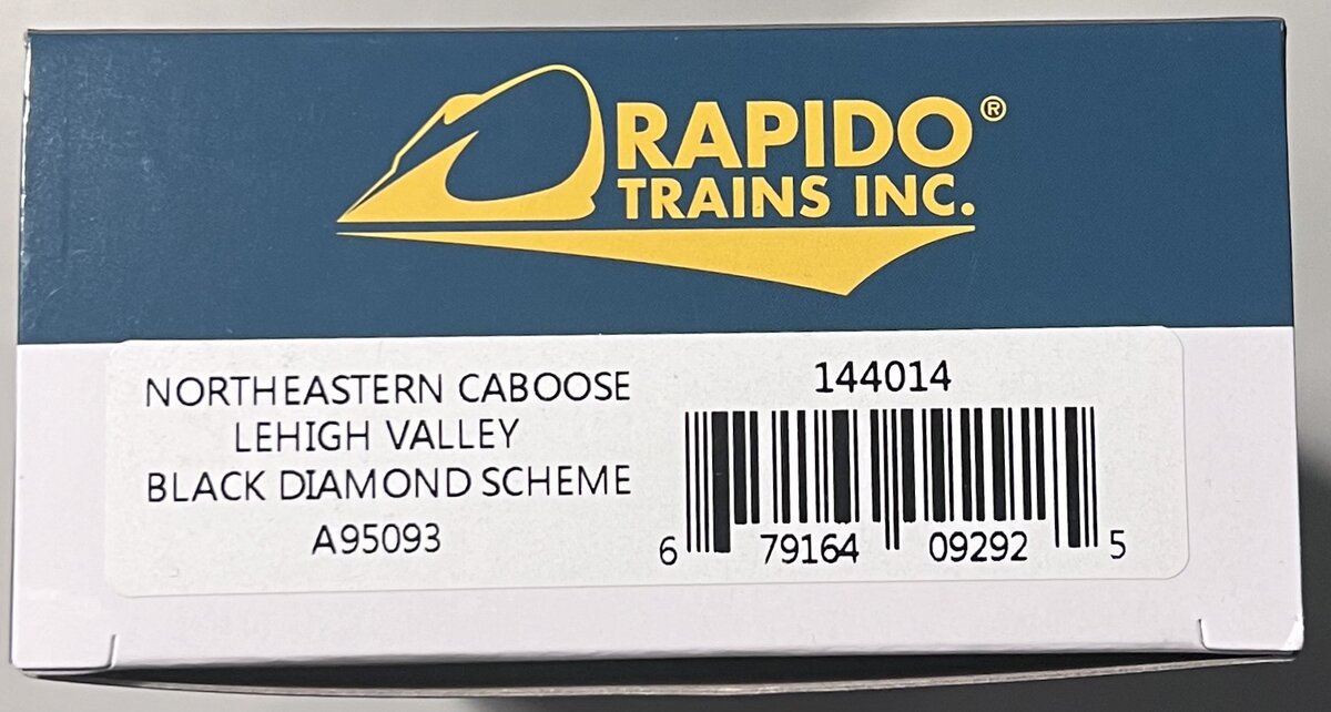 Rapido Trains 144014 HO LV Black Diamond Northeastern-Style Steel Caboose #95093