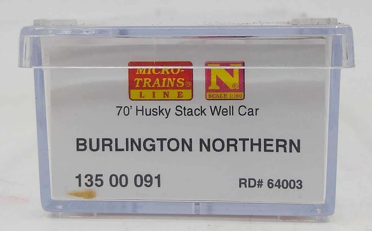 Micro-Trains 13500091 N Burlington Northern 70’ Husky Stack Well Car #64003