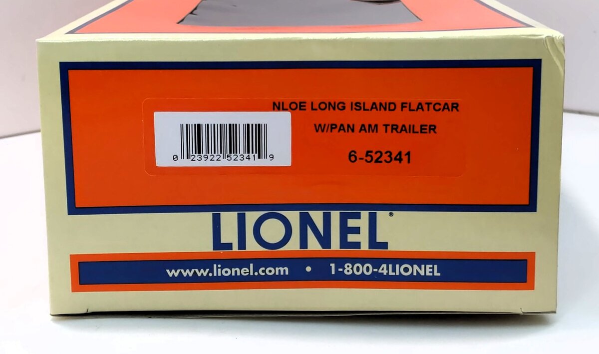 Lionel 6-52341 O Gauge NLOE Long Island Flatcar w/Pan Am Trailer LN/Box