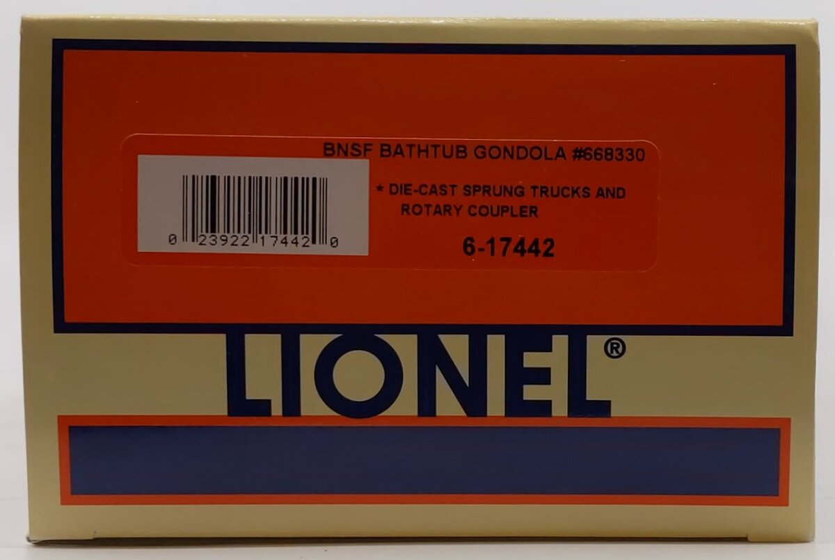 Lionel 6-17442 O Gauge Burlington Northern Santa Fe Bathtub Gondola #668330 LN/Box