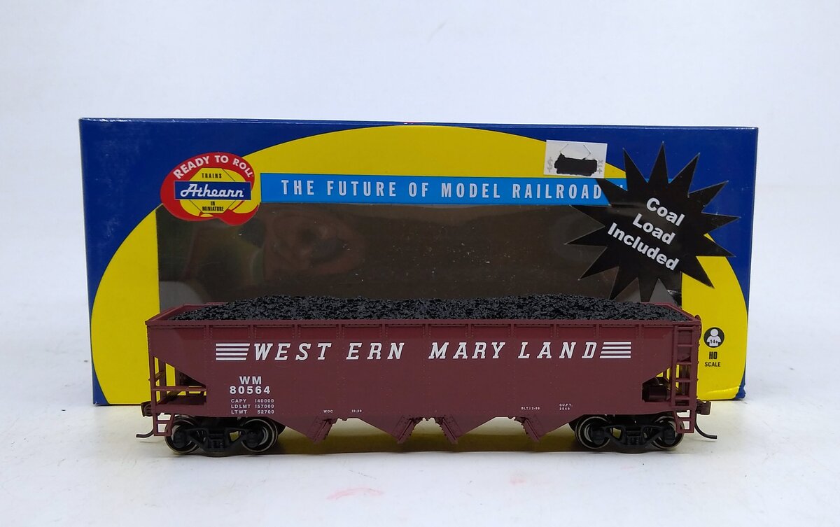 Athearn 72726 HO Scale Western Maryland 40' 4-Bay Hopper #80564 w/Load