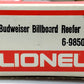 Lionel 6-9850 O Gauge Budweiser Beer Billboard Reefer LN/Box