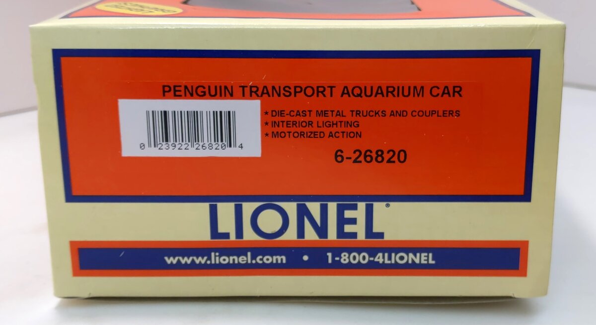 Lionel 6-26820 O Gauge Penguin Transport Lighted Aquarium Car #26820 NIB