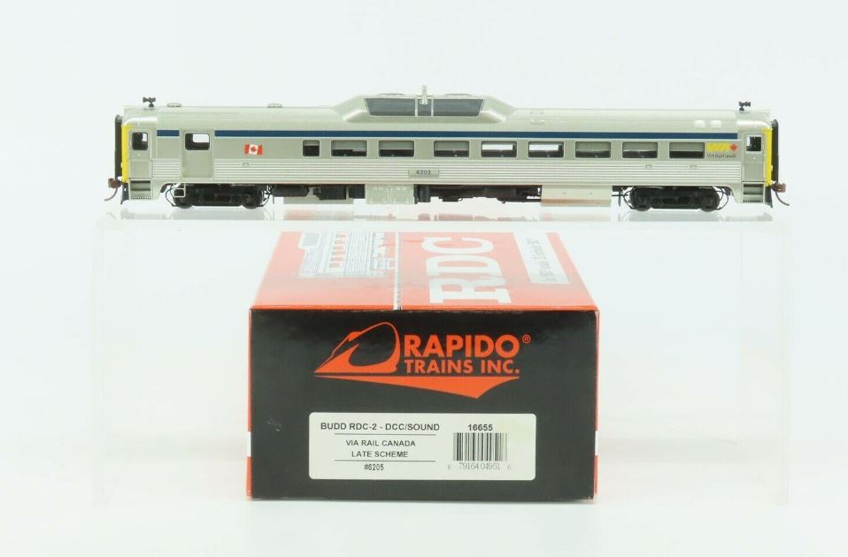 Rapido Trains 16655 HO VIA Rail Budd RDC-2 Phase II Diesel Locomotive #6205