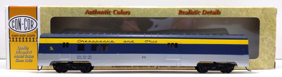 Con-Cor 0001-000939 HO C&O 72' Railway Post Office #50 LN/Box