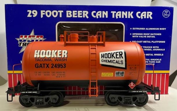 USA Trains R15206 G Hooker Chemicals Beer Can Tank Car #24953 (Metal Wheels)