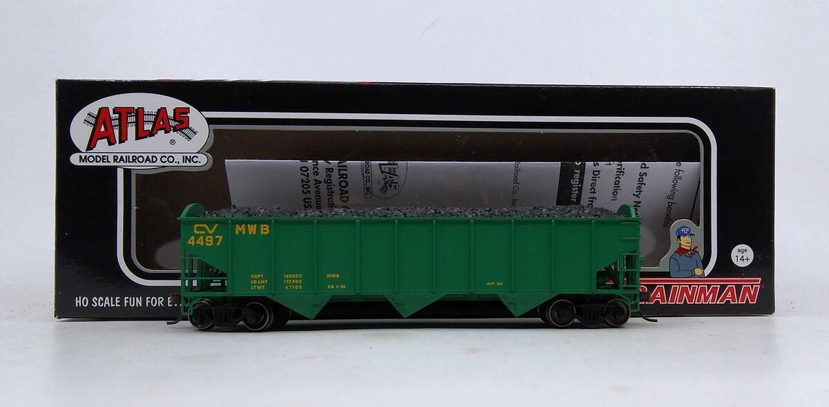 Atlas 20004895 HO Central Vermont Trainman AAR 70 Ton 3-Bay Open Hopper #4497