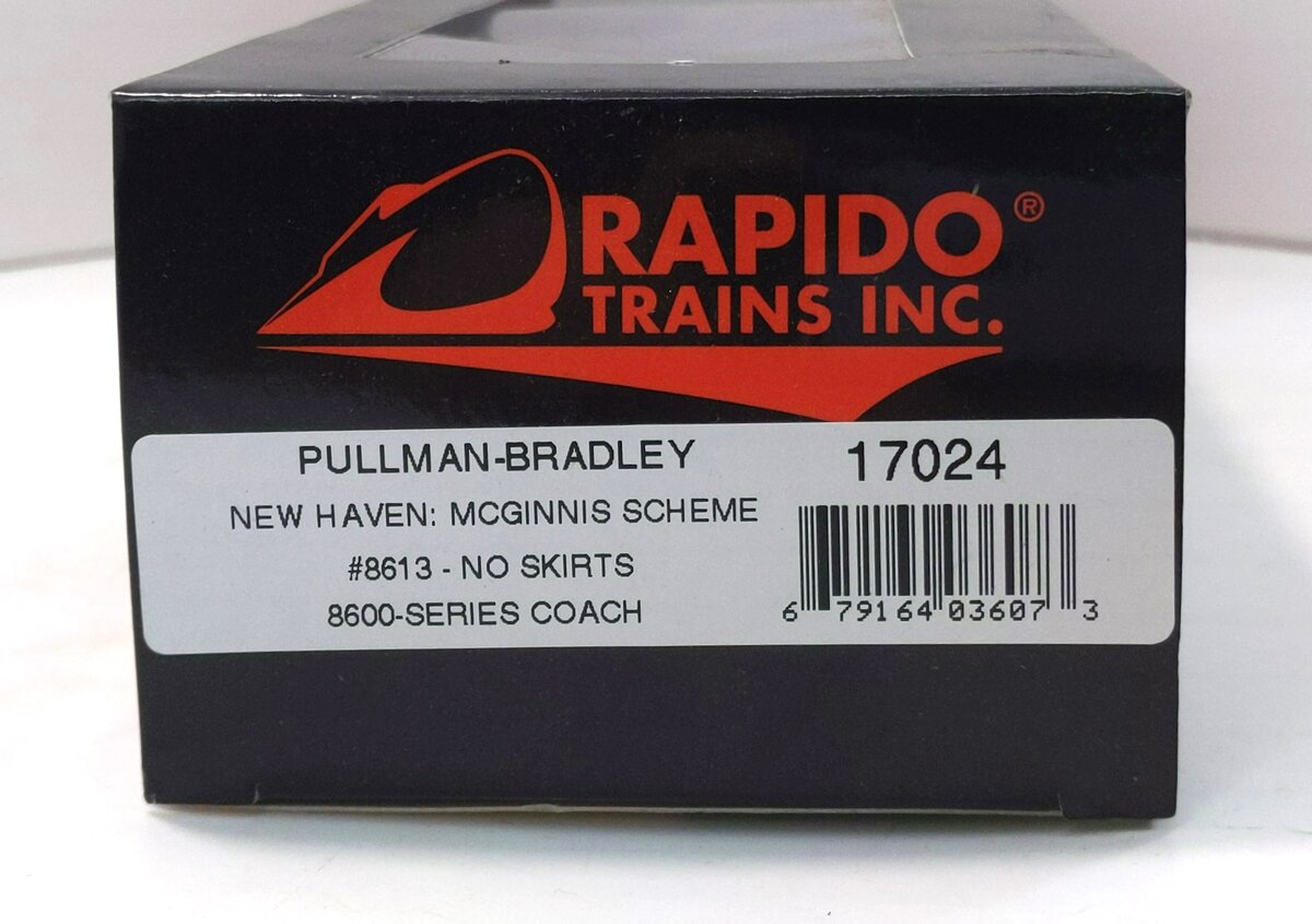 Rapido Trains 17024 HO New Haven Pullman-Bradley Stainless Steel Coach #8613
