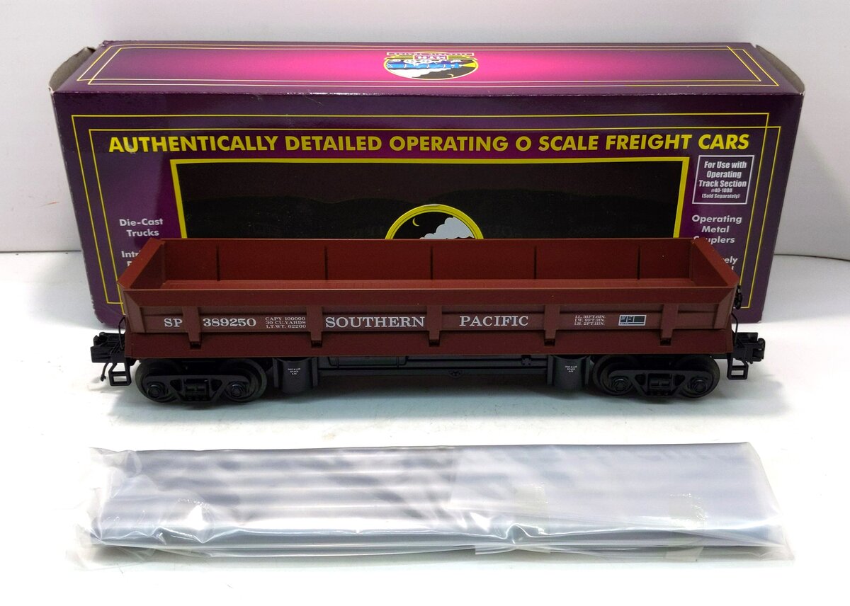 MTH 20-98721 O Southern Pacific Operating Dump Car w/Pipe Load #389250