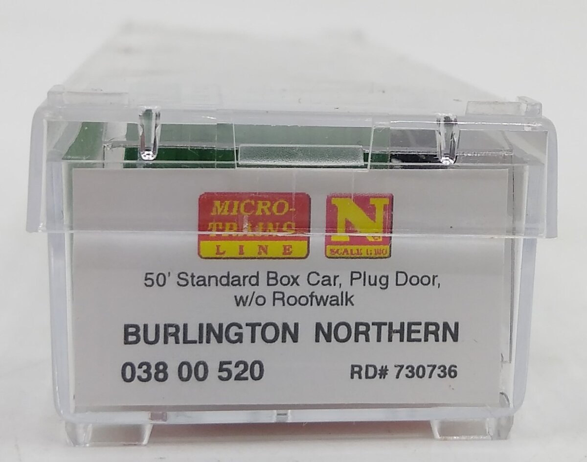 Micro-Trains 03800520 N Burlington Northern 50' Steel Plug Door Boxcar #730736 LN/Box