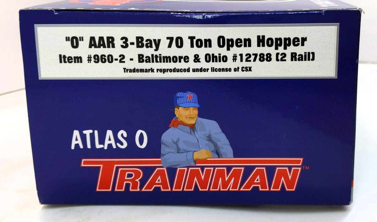 Atlas 960-2 O Baltimore & Ohio AAR 3-Bay 70 Ton Open Hopper #12788 (2-Rail) LN/Box