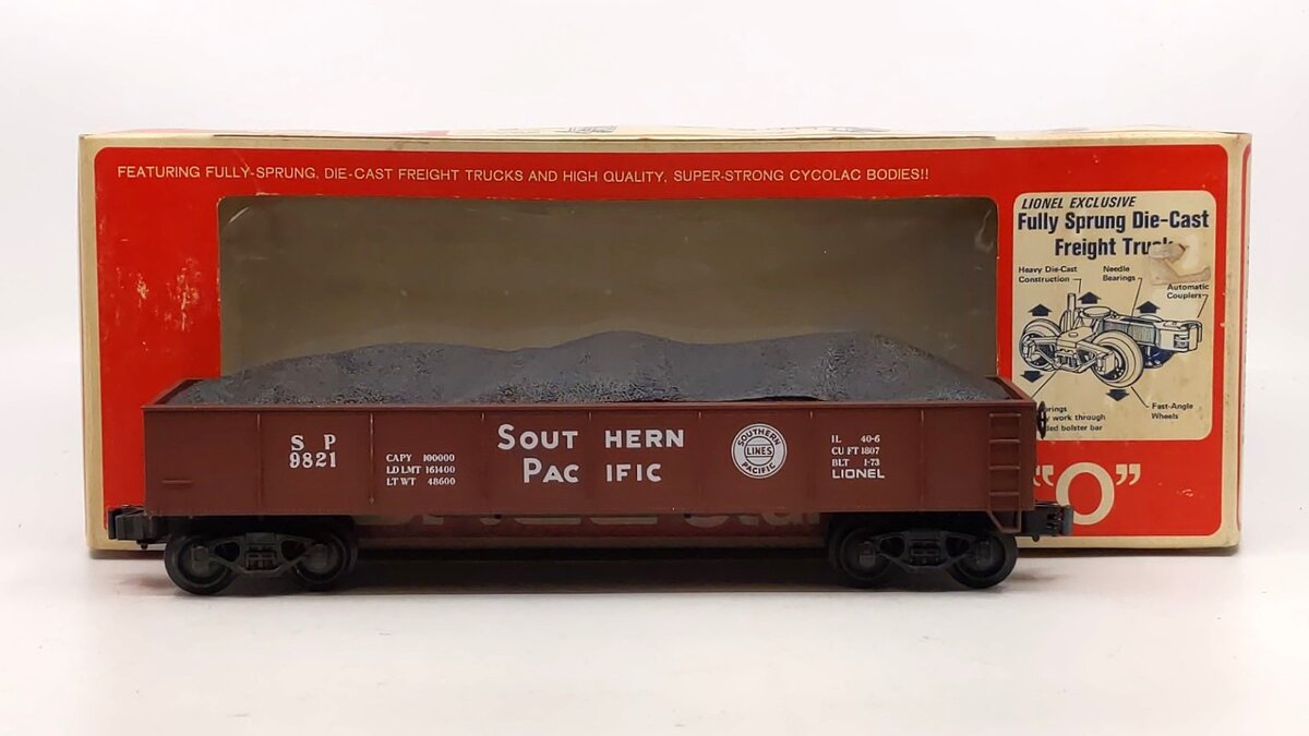 Lionel 6-9821 O Gauge Southern Pacific Gondola w/ Load LN/Box