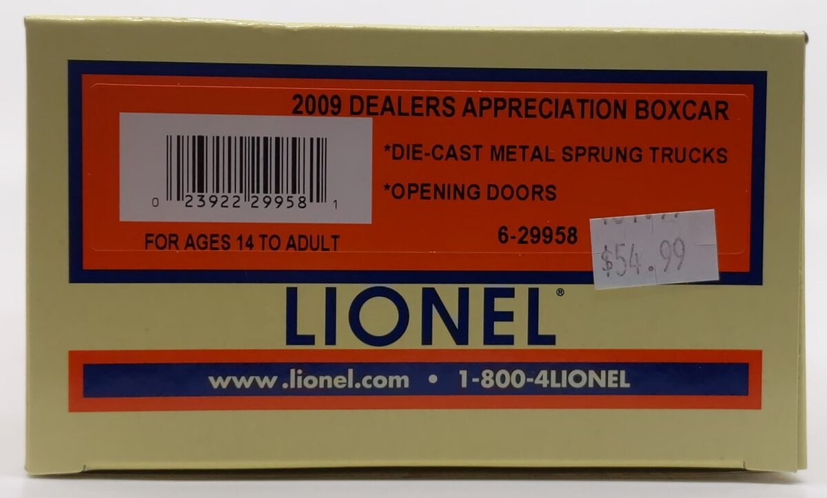 Lionel 6-29958 2009 Dealers Appreciation Boxcar