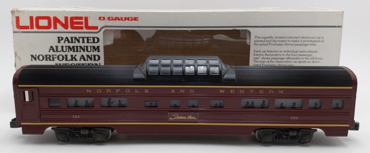 Lionel 6-9567 O Gauge Norfolk & Western Aluminum Vista Dome Car #582 LN/Box