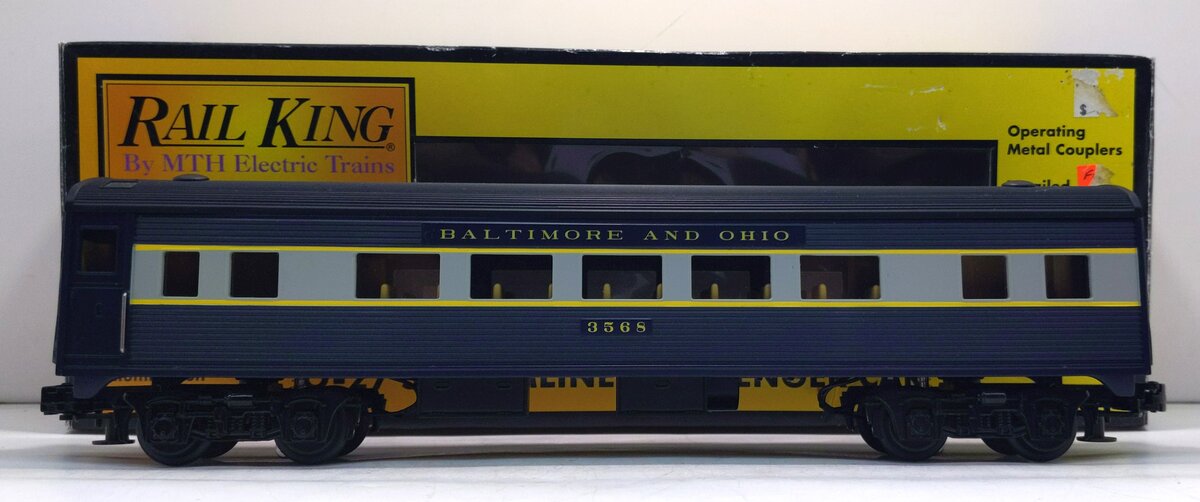 MTH 30-6116 O-27 Baltimore & Ohio Streamlined Coach Car #3568 LN/Box