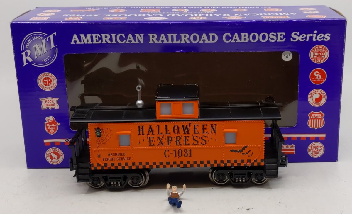 RMT CAB721 O Gauge Halloween Lighted Caboose w/ Marker Lights & Figure #C-1031