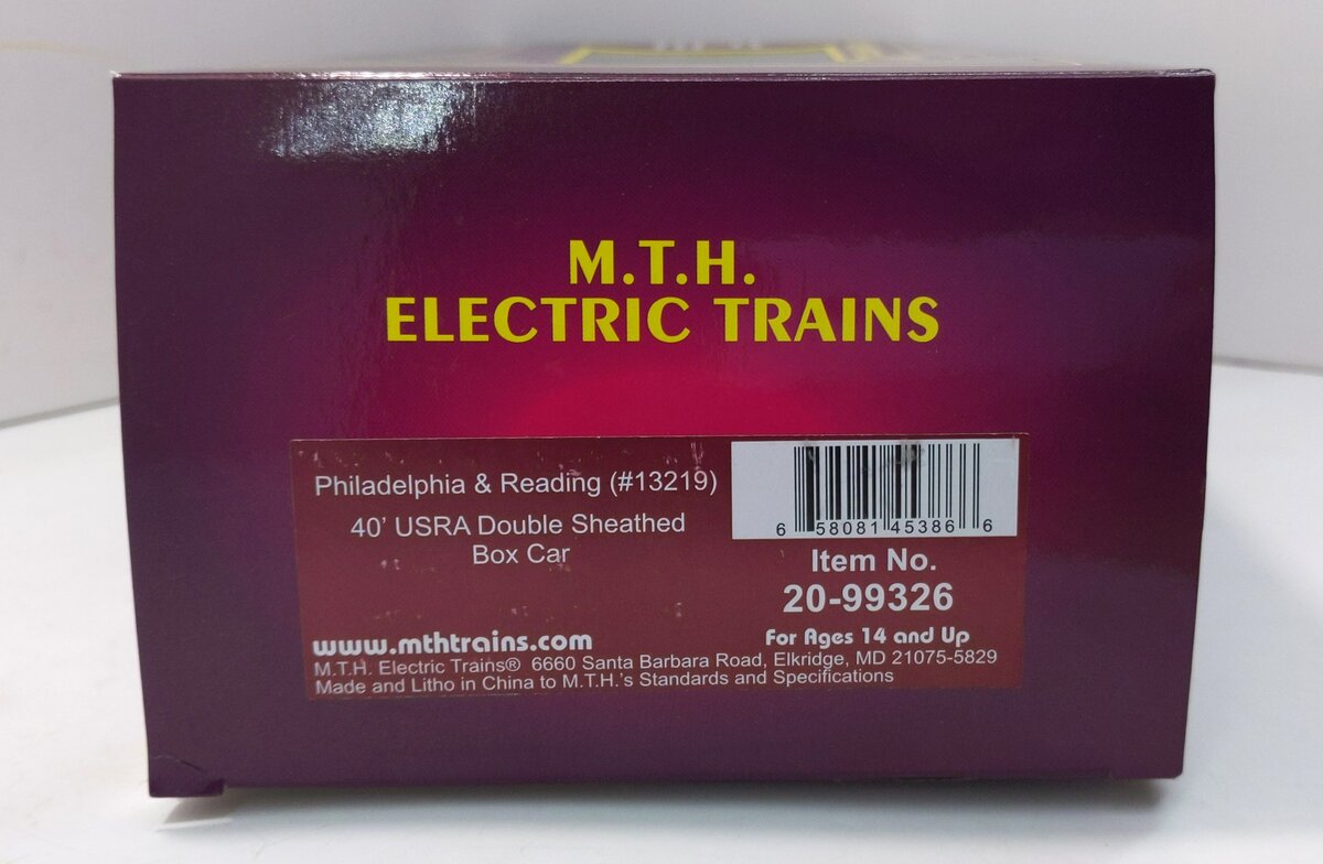 MTH 20-99326 O Philadelphia & Reading 40’ USRA Double Sheathed Boxcar #13219