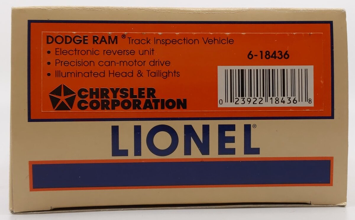 Lionel 6-18436 O Gauge New York Central Dodge Ram Track Inspection Truck EX/Box