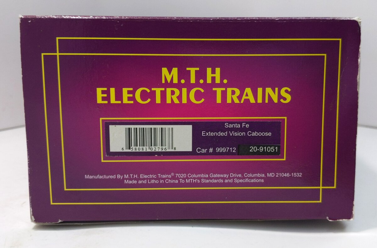 MTH 20-91051 O Santa Fe Extended Vision Illuminated Caboose #999712 NIB