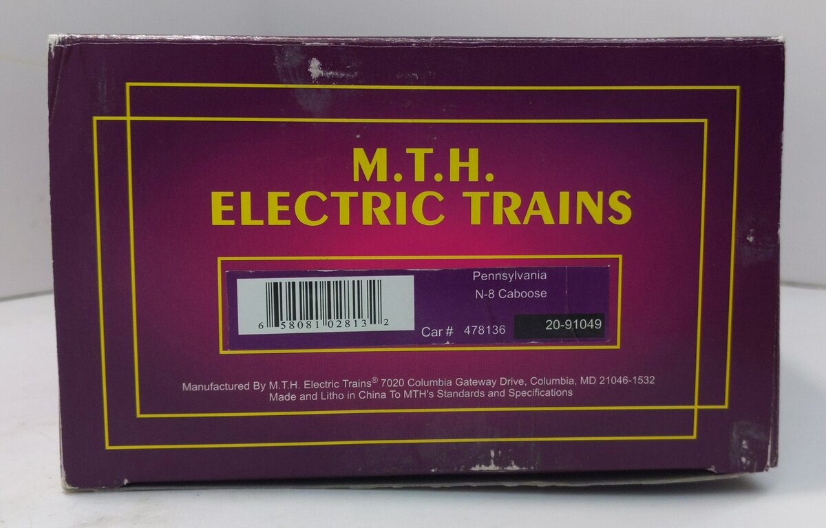 MTH 20-91049 O Gauge Pennsylvania Railroad N-8 Caboose #478136 EX/Box