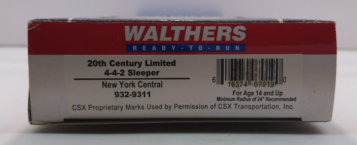 Walthers 932-9311 HO Scale NYC 20th Century Limited 4-4-2 Sleeper Car LN/Box