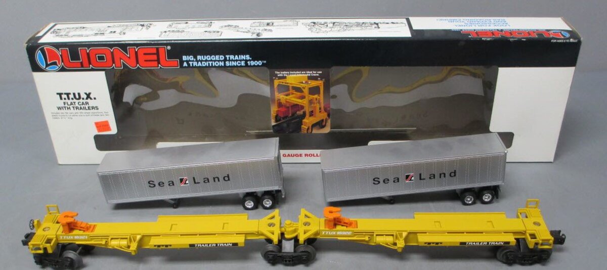 Lionel 6-16322 O Gauge TTUX Flatcar with 2 Sealand Trailers #16321, #16322 LN/Box
