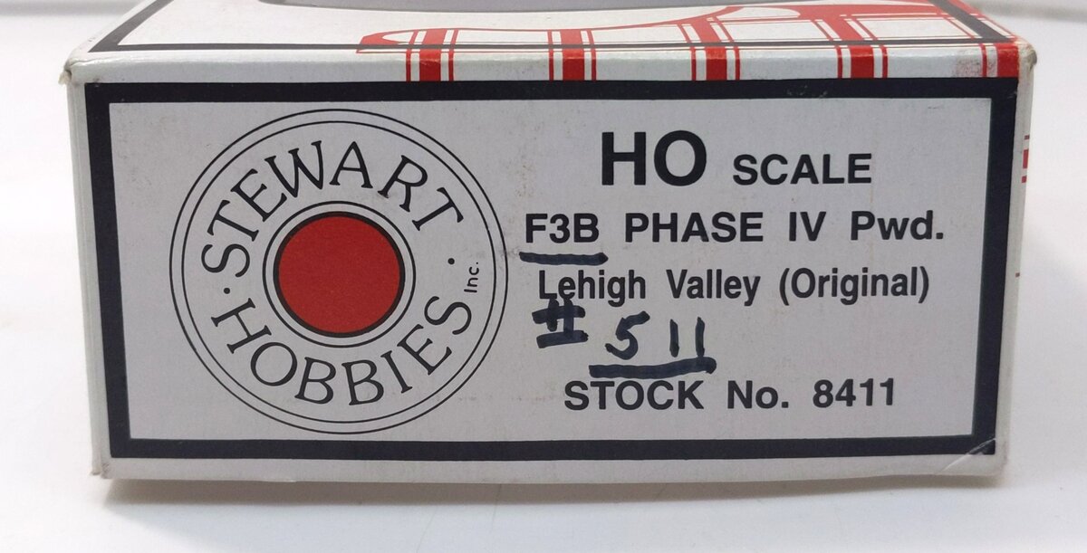 Stewart 8411 HO Lehigh Valley F3B Powered Diesel Locomotive #511 LN/Box