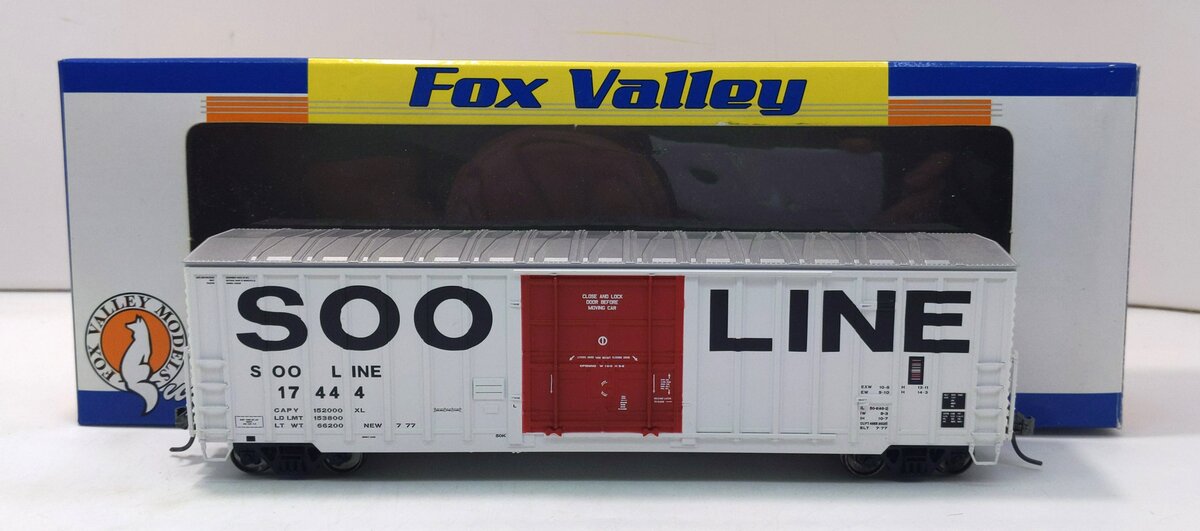 Fox Valley Models 30207 HO SOO Line White Box Car #17444 LN/Box
