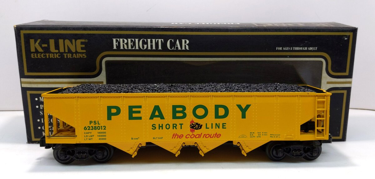 K-Line K623-8012 O Gauge Peabody Short Line "The Coal Route" Hopper Car LN/Box
