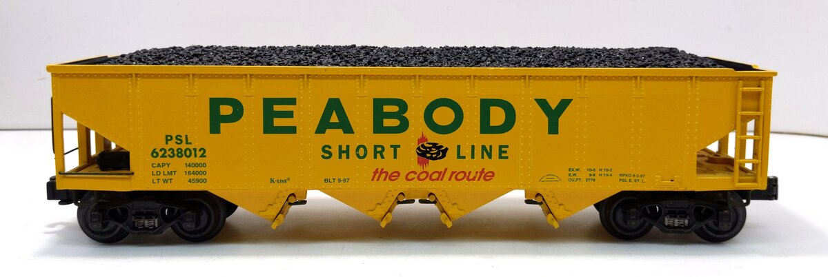K-Line K623-8012 O Gauge Peabody Short Line "The Coal Route" Hopper Car LN/Box