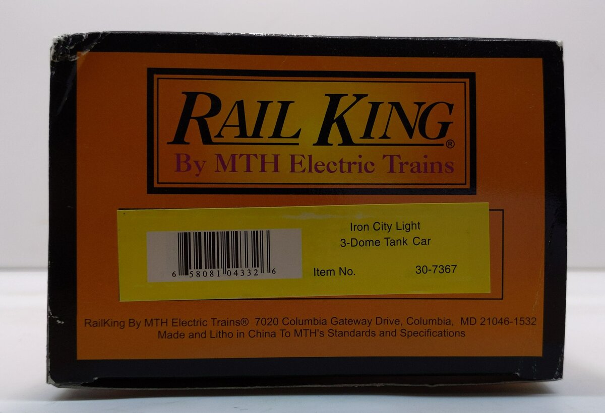 MTH 30-7367 O Gauge Iron City 3-Dome Tank Car LN/Box