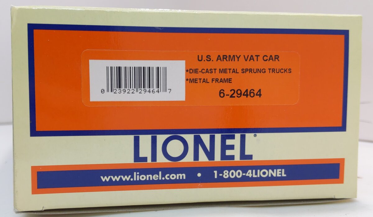 Lionel 6-29464 O Gauge U.S. Army Vat Car #29464 NIB