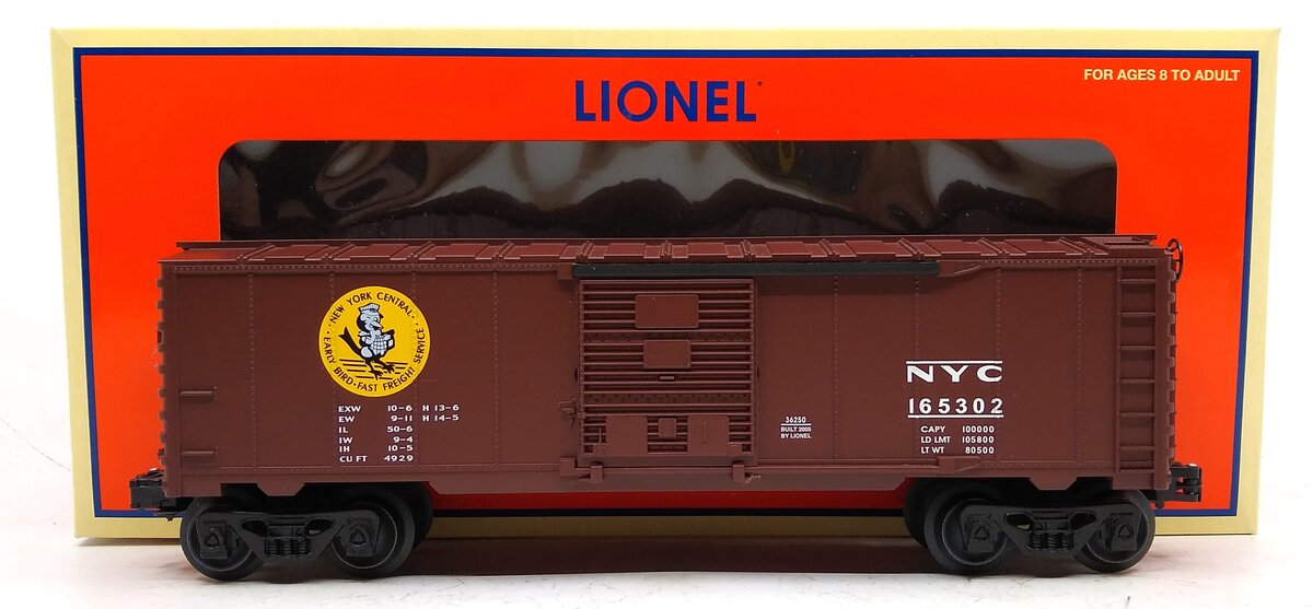 Lionel 6-36250 O Gauge New York Central Early Bird Box Car #165302