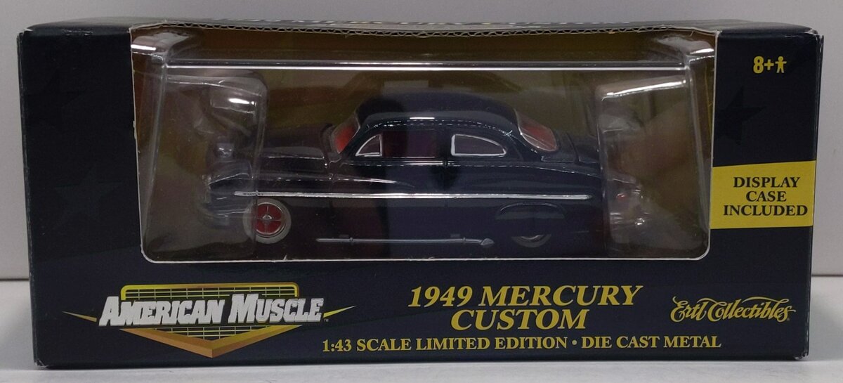 Ertl 32244 1:43 Die-Cast Metal Black 1949 Mercury Custom With Display Case LN/Box