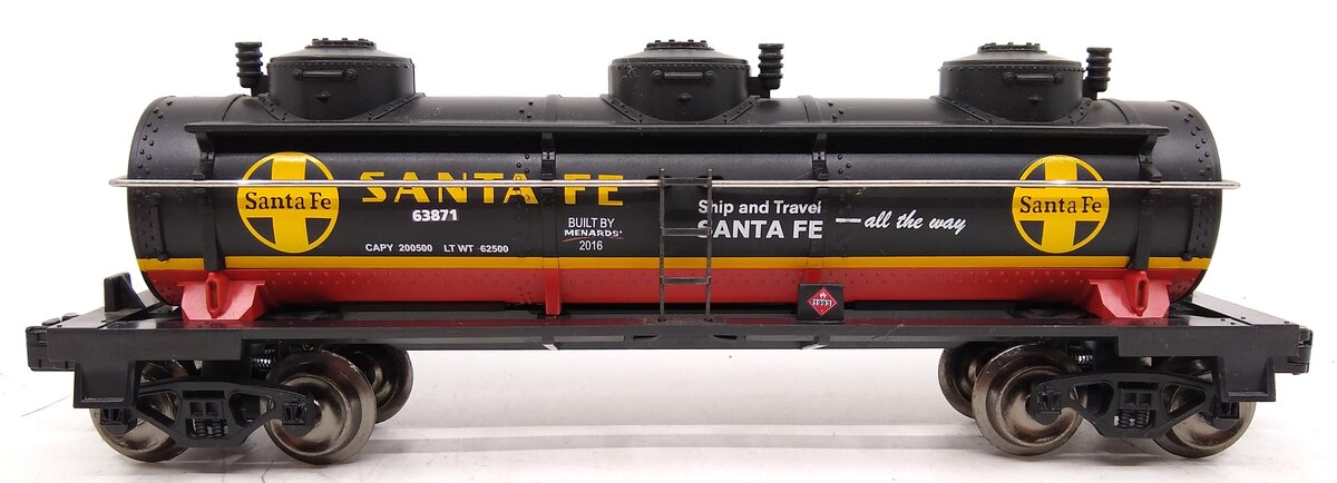 Menards 279-2683 O Gauge Santa Fe Oil Tanker #63871 (3-Rail) LN