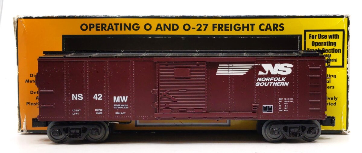 MTH 30-79515 O Gauge Norfolk & Southern Operating Box Car w/ Signal Man #42 LN/Box