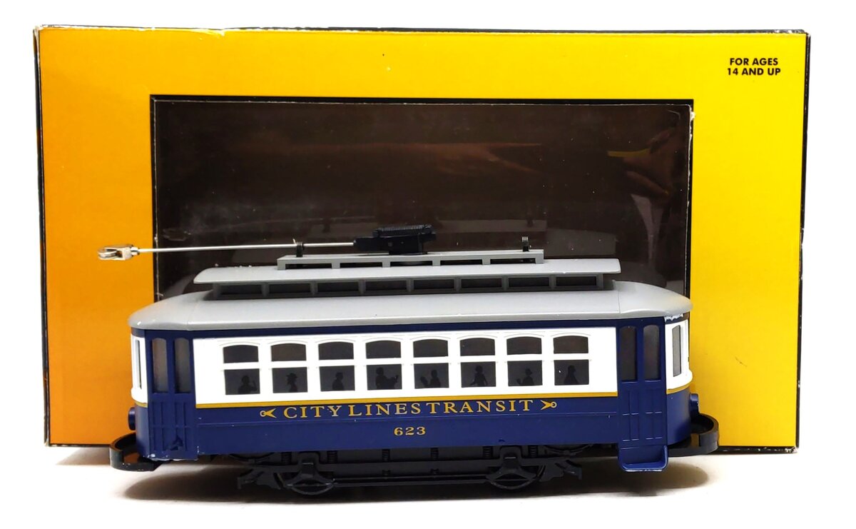 MTH 30-5140 O City Lines Transit Bump-n-Go Trolley Electric Locomotive #623