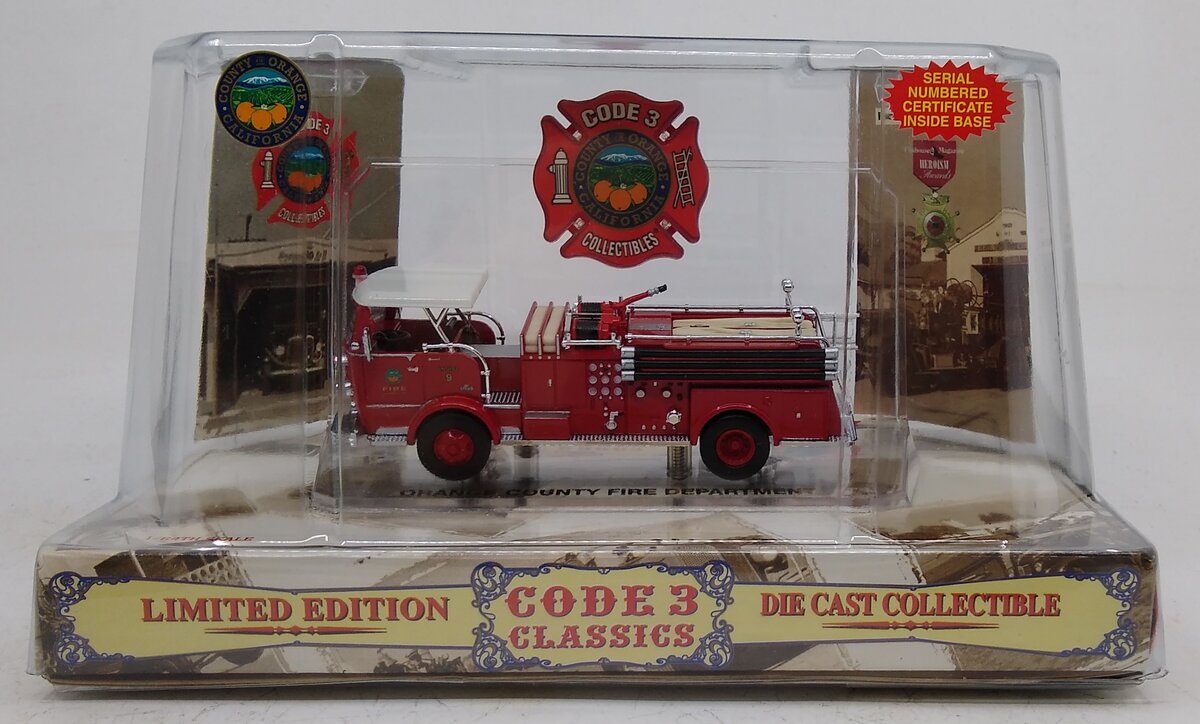 Code 3 12954 1:64 Die Cast Orange County Fire Department Fire Engine #9 NIB