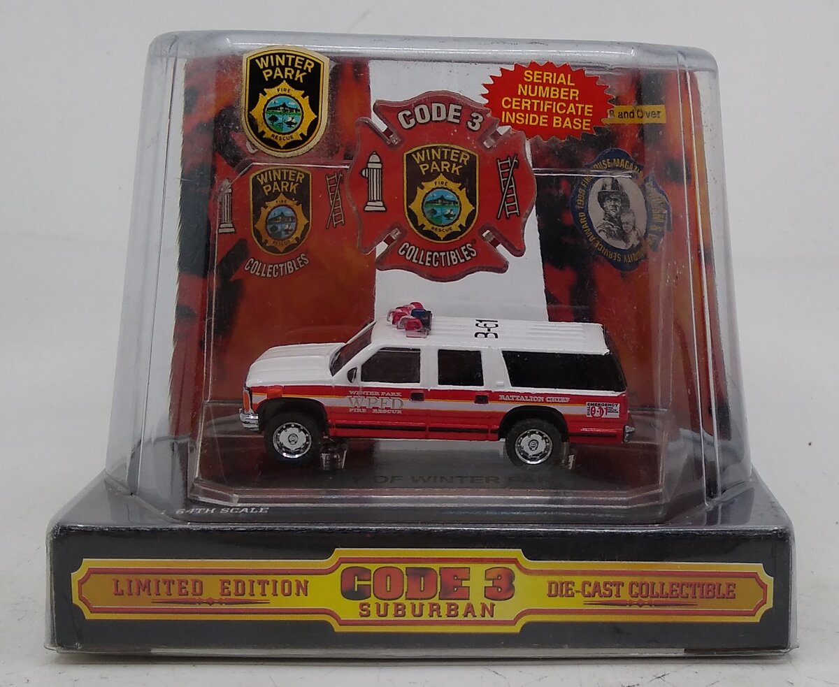 Code 3 12410 1:64 Die Cast GMC City of Winter Park Fire Department Car B-61 NIB