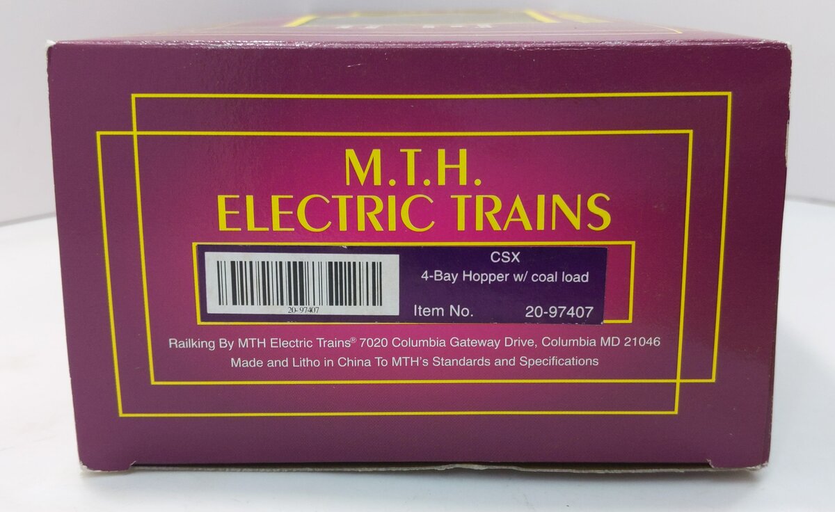 MTH 20-97407 O CSX 4-Bay Hopper Car w/ Coal Load #346894 LN/Box