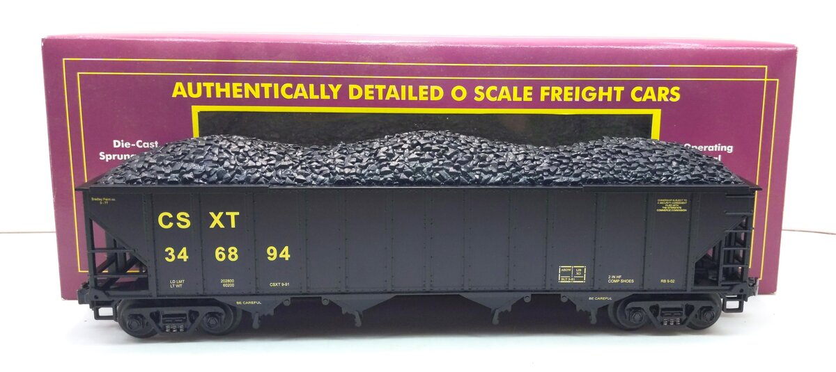 MTH 20-97407 O CSX 4-Bay Hopper Car w/ Coal Load #346894 LN/Box