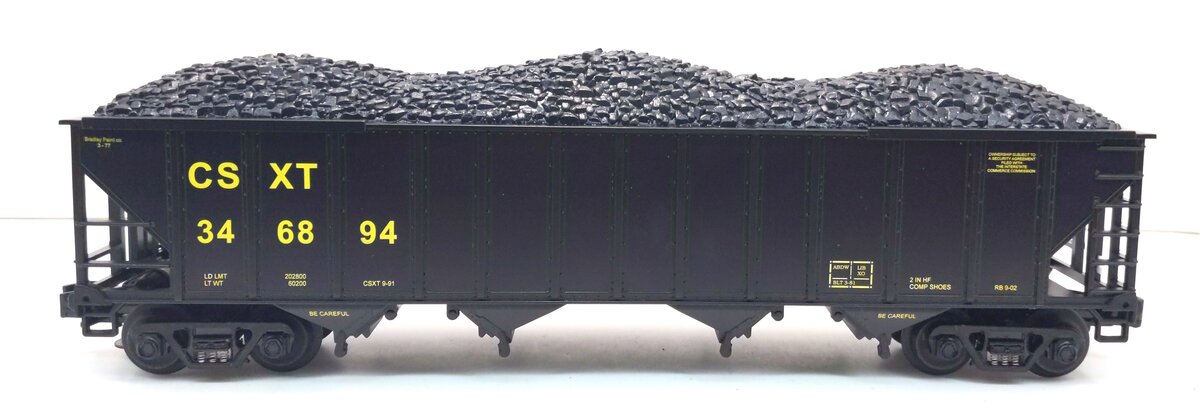 MTH 20-97407 O CSX 4-Bay Hopper Car w/ Coal Load #346894 LN/Box