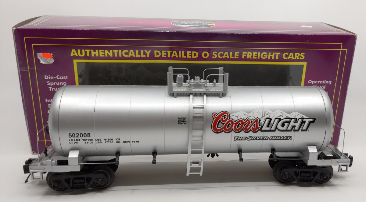 MTH 20-96177 O Gauge Coors Light Tank Car #502008