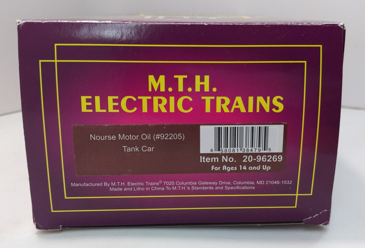 MTH 20-96269 O Nourse Motor Oil Tank Car #92205
