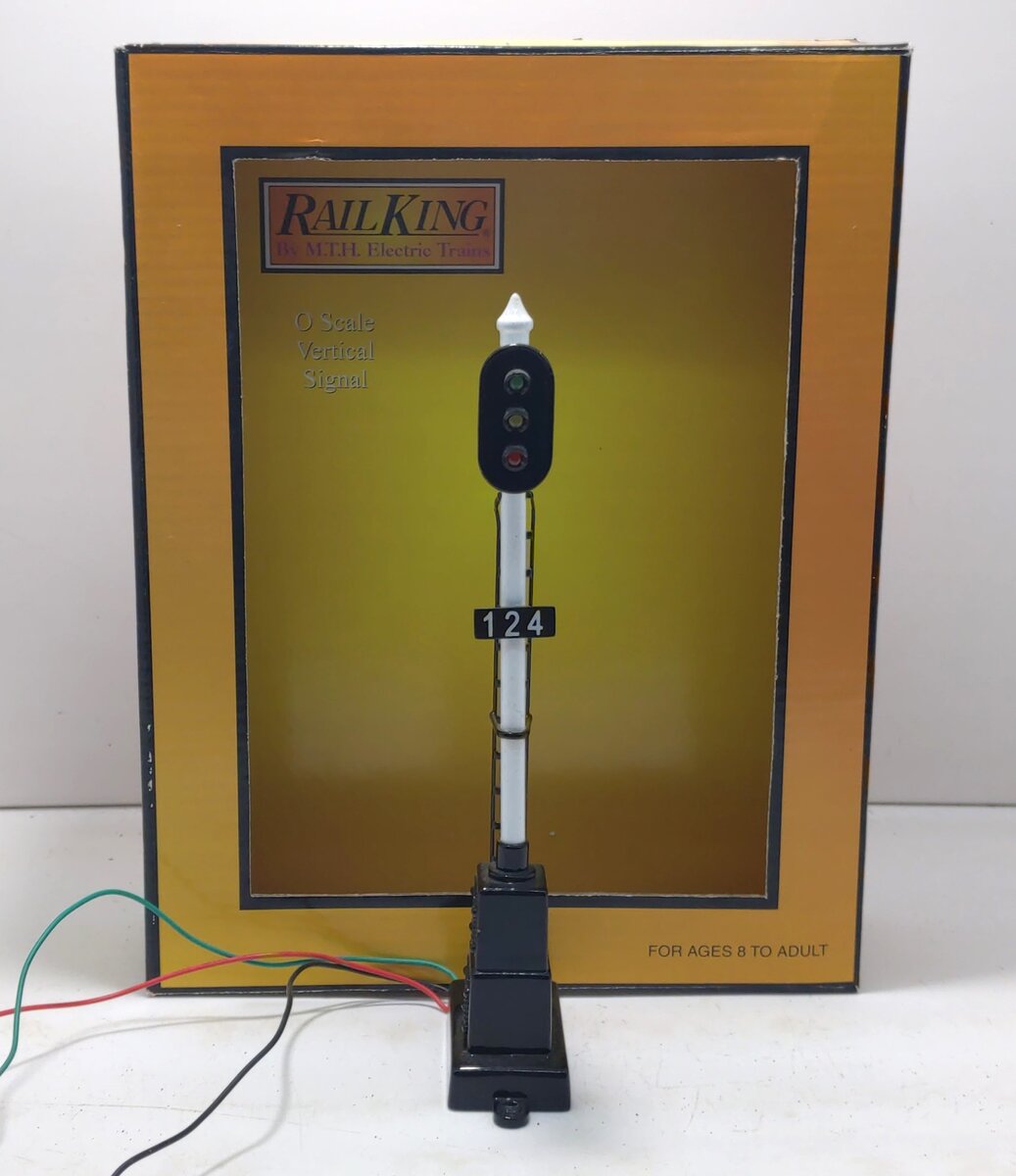 MTH 30-11036 O Scale Vertical 3-Color Block Signal LN/Box