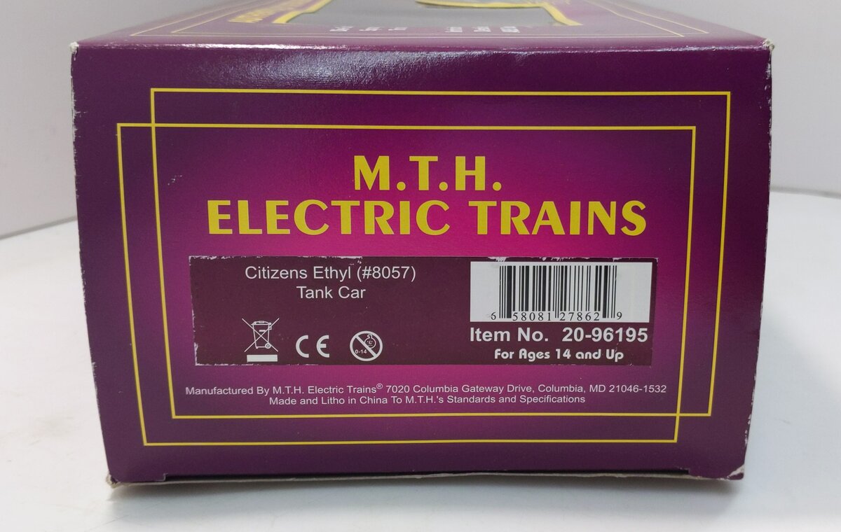 MTH 20-96195 O Gauge Citizens Ethyl Tank Car #8057
