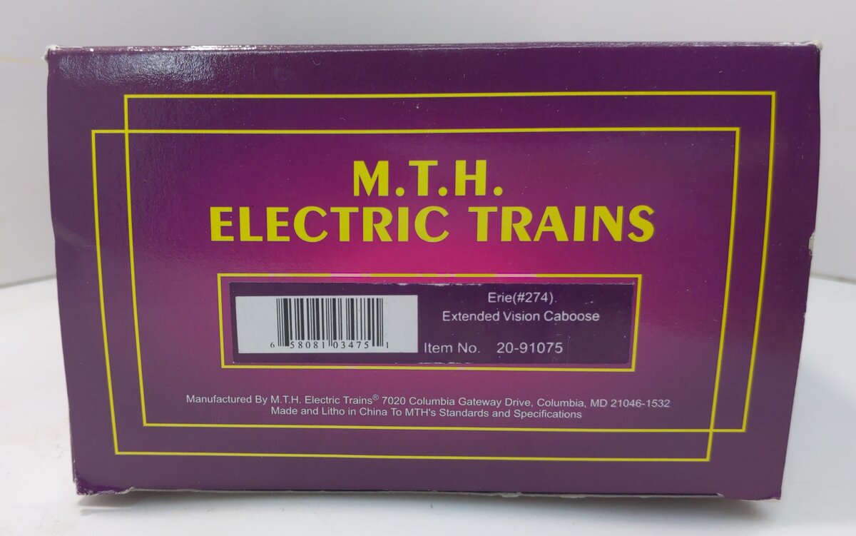 MTH 20-91075 O Gauge Erie Extended Vision Caboose #274 LN/Box