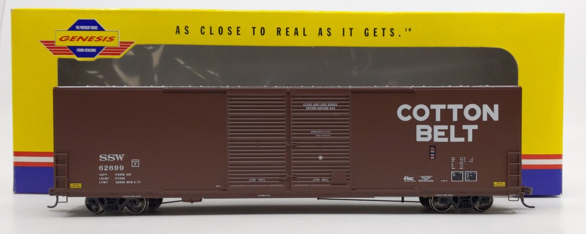 Athearn G4134 HO SSW Cotton Belt 60' Double Door Boxcar #62699 MT/Box