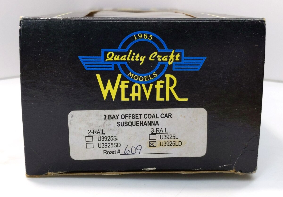 Weaver U3925LD O Gauge Susquehanna 3-Bay Offset Hopper Car #609 (3-Rail) EX/Box