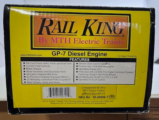 MTH 30-20006-1 O Gauge Chesapeake & Ohio GP-7 Diesel Engine #5742 with PS2